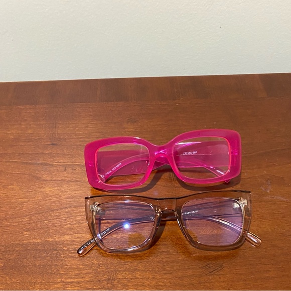 Fashion Nova Pink clear, nude clear & red sunglasses, only tried on. - Picture 2 of 5